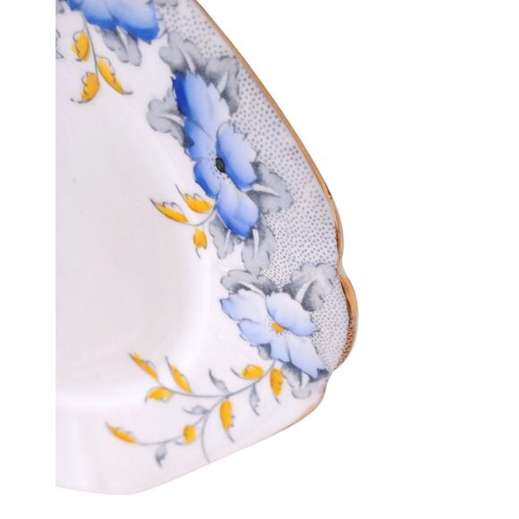 1940 Scotia Salisbury 6.5 Square Plate Fine Bone China Blue Floral Replacement - Picture 5 of 15